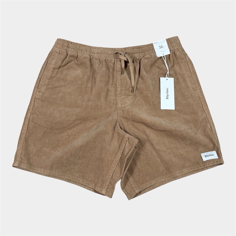 Rhythm Huckberry Classic Corduroy Cord Jam Shorts NWT Brown Drawstring Sz 36